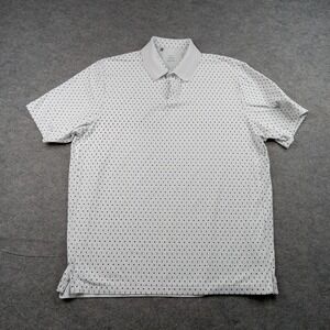 Under Armour Polo Shirt Mens Large White Geometric Westwind Golf Performance